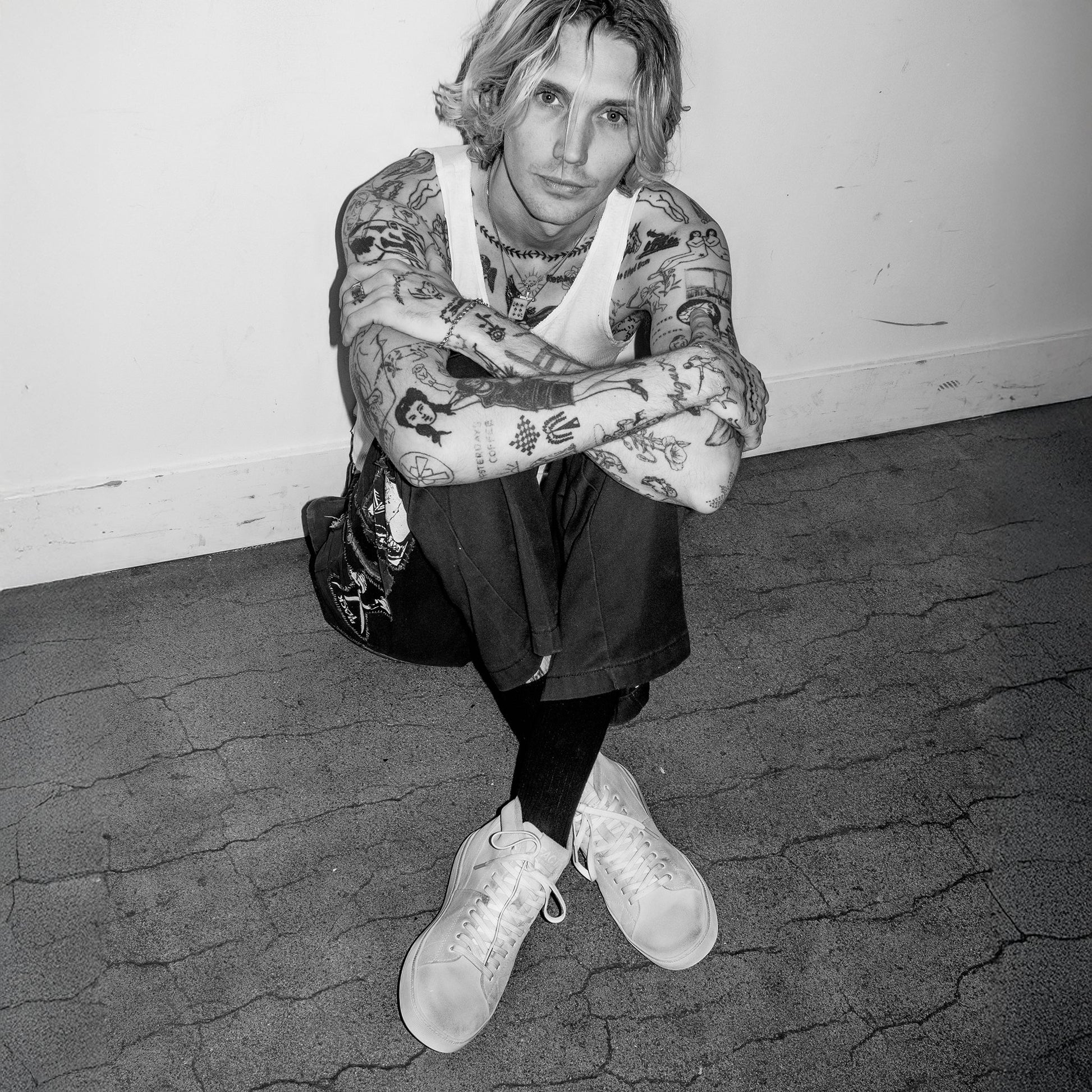 Ian wearing the CNTRL boot by FACT. in Dirty White Suede